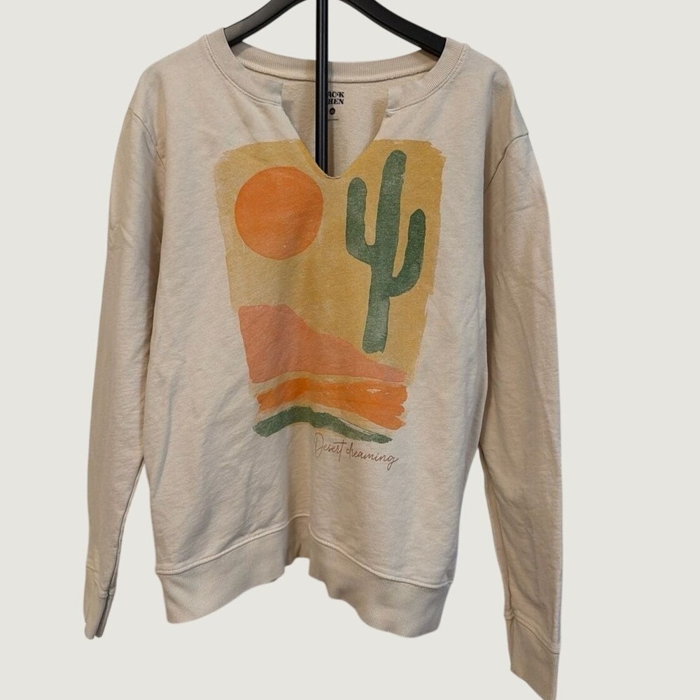 Back Then‎ Desert Dreaming Cactus Notch Neck Sweatshirt